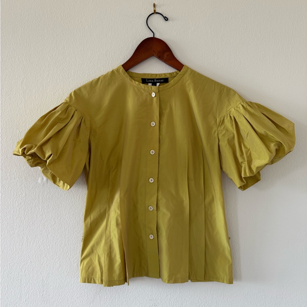 Puff sleeve Lida Baday green blouse
